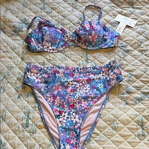 Floral Bikini Set High Waisted